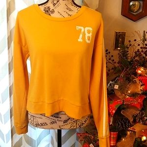 Grayson Threads womens yellow pullover cropped "78" sweatshirt EUC size medium